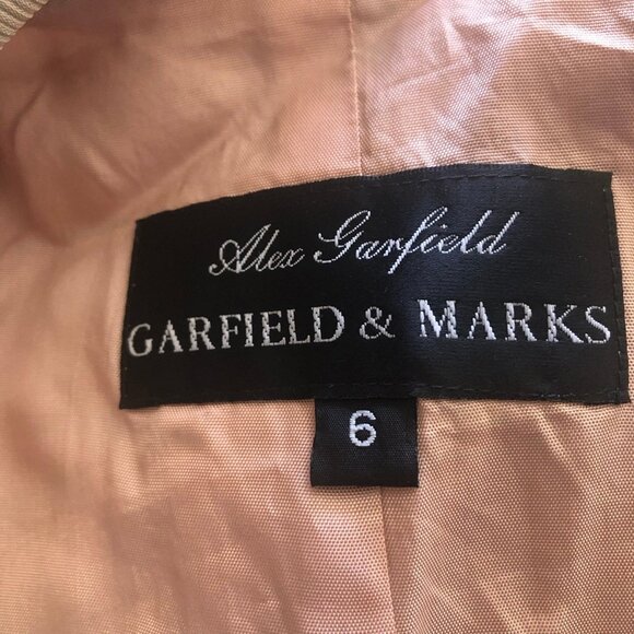 Vintage 80s Garfield & Marks Blazer Large Buttons Faux Front Pockets Beige 6 - Picture 11 of 15